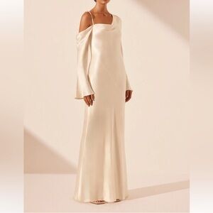 Shona Joy La Lune Asymmetrical Long-Sleeve Maxi Dress